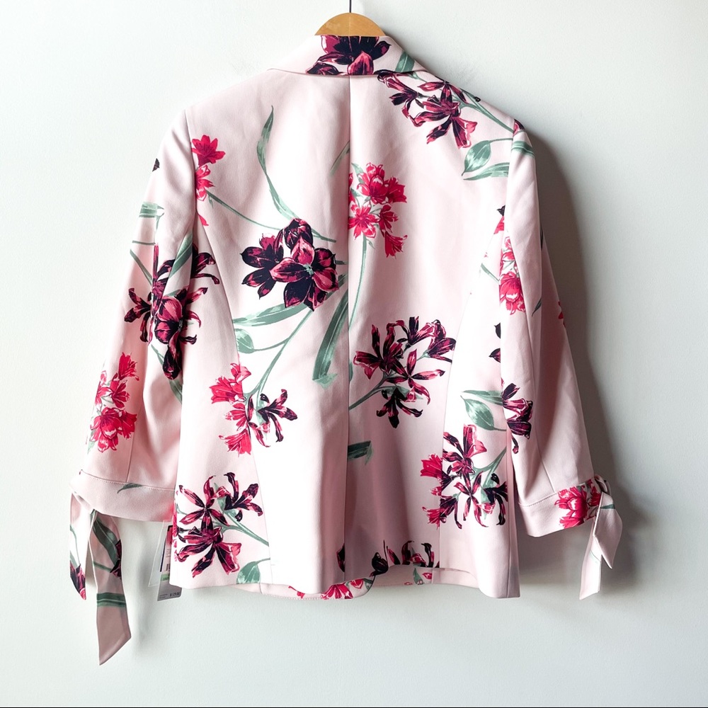 NWT Nine West Floral Tie Sleeve Blazer Jacket - Picture 3 of 8